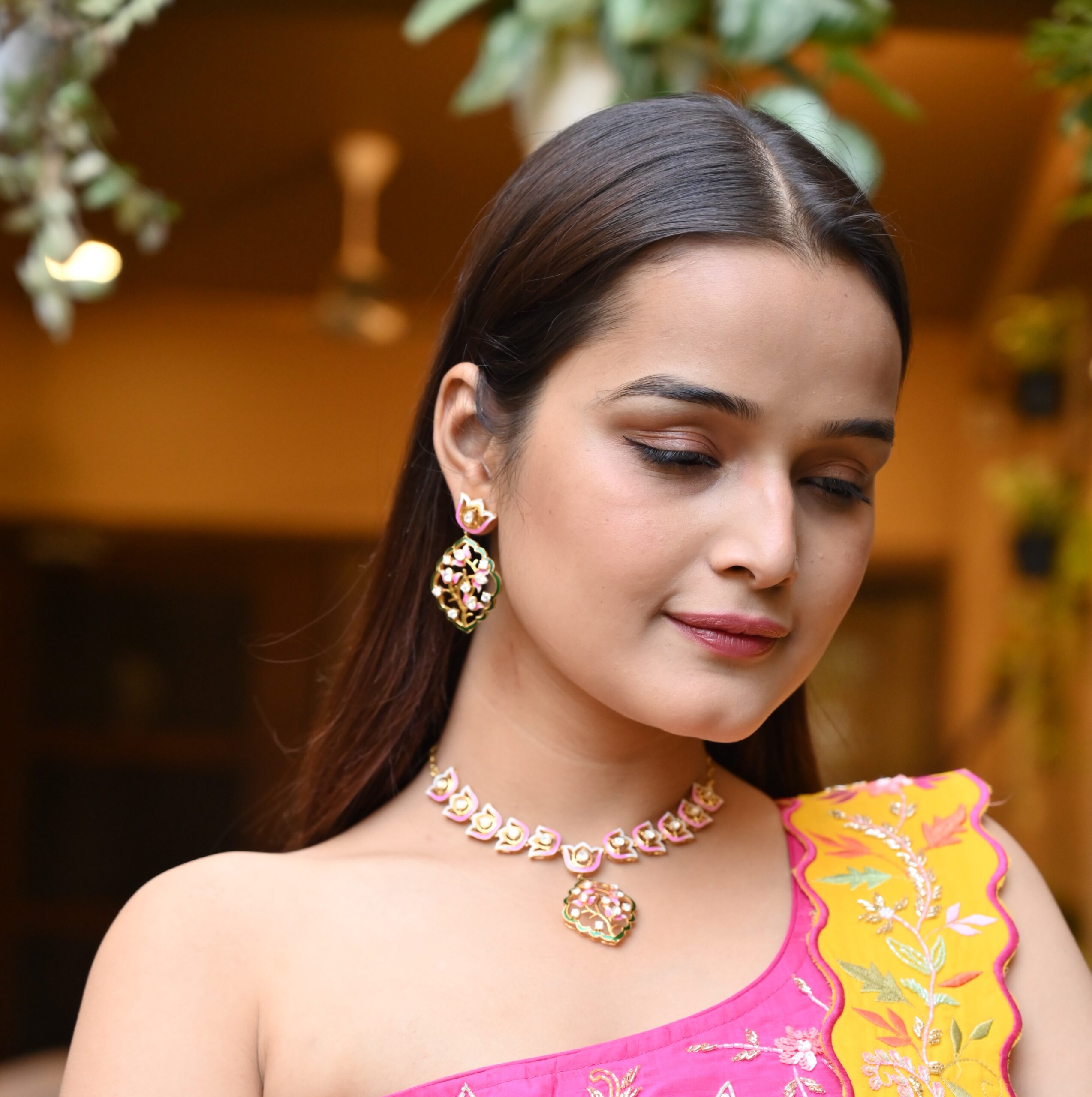 925 Silver Pink Enamel Earrings