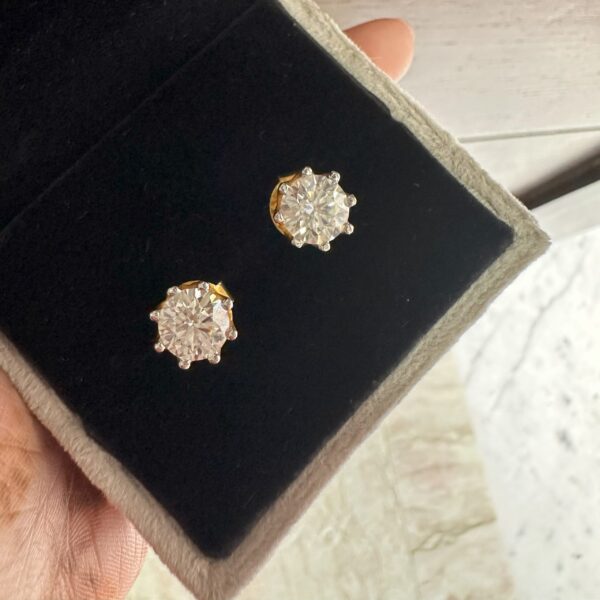 Gold CVD Solitaire Diamond Earrings