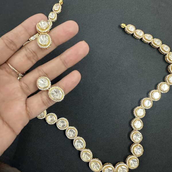 Moissanite Polki Single line Necklace, Polki single line Necklace ,Solitaire Polki Necklace