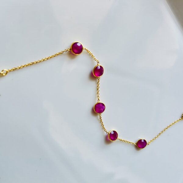 Rubylite Minimal Chain Bracelet ,Yellow Gold Rubylite Chain Bracelet