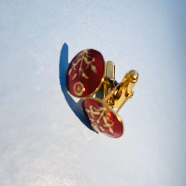 Silver Red Enamelling Cufflinks , Red Cufflinks