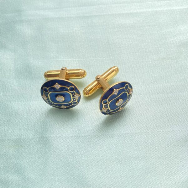 Silver Blue Meenakari Cufflinks