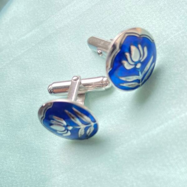Silver Men’s Blue Enamelling Cufflinks