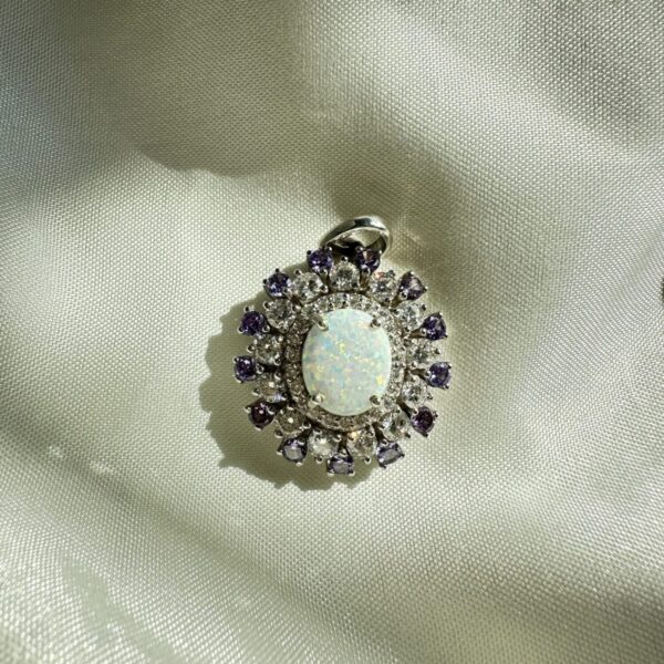 Premium Silver Australian Opal and Amethyst Pendant