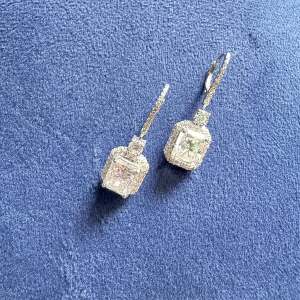 Radiant Cut Moissanite Hoop Earrings