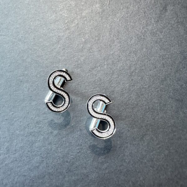 Silver S letter Initials Cufflinks