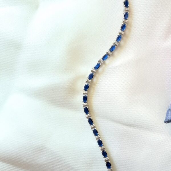Blue Sapphire and Diamond Garland Eternity Bracelet