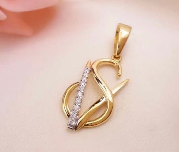14K Gold Initial V&S Pendant,Initial letter Pendant,Dainty Initial Gold Letter Pendant