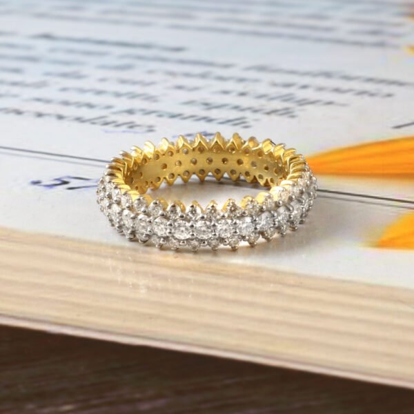 925 Silver Round Minimal Diamond Wedding Band,Round Eternity Band,Wedding Band