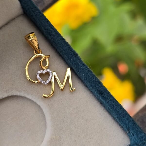Initial 14K Gold C&M Pendant,Initial letter Pendant, Dainty Initial Gold Letter Pendant