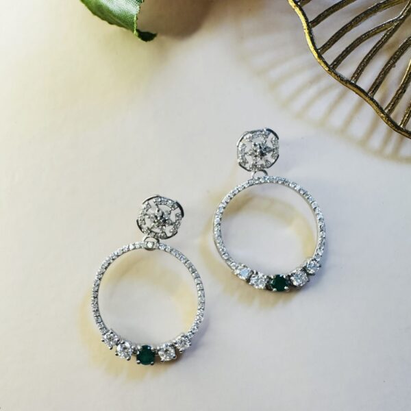 Emerald Round Dazzle Earring , Emerald Round Earrings