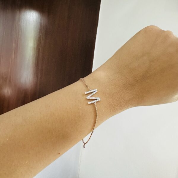 18K Gold M letter Bracelet , M Letter Bracelet , Initial Letter Bracelet