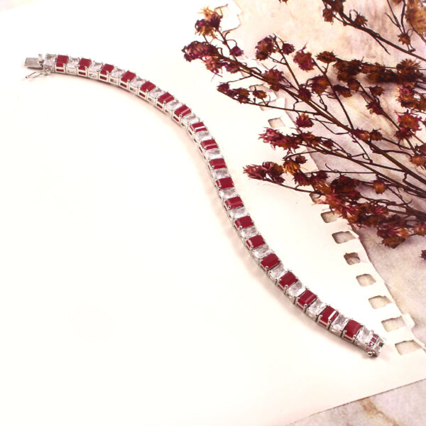 RUBY AND WHITE OCTO BRACELET