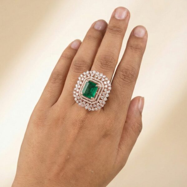Emerald Octagon & Pear Ring