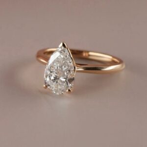 18k gold lab grown diamond 2.57 cts pear ring