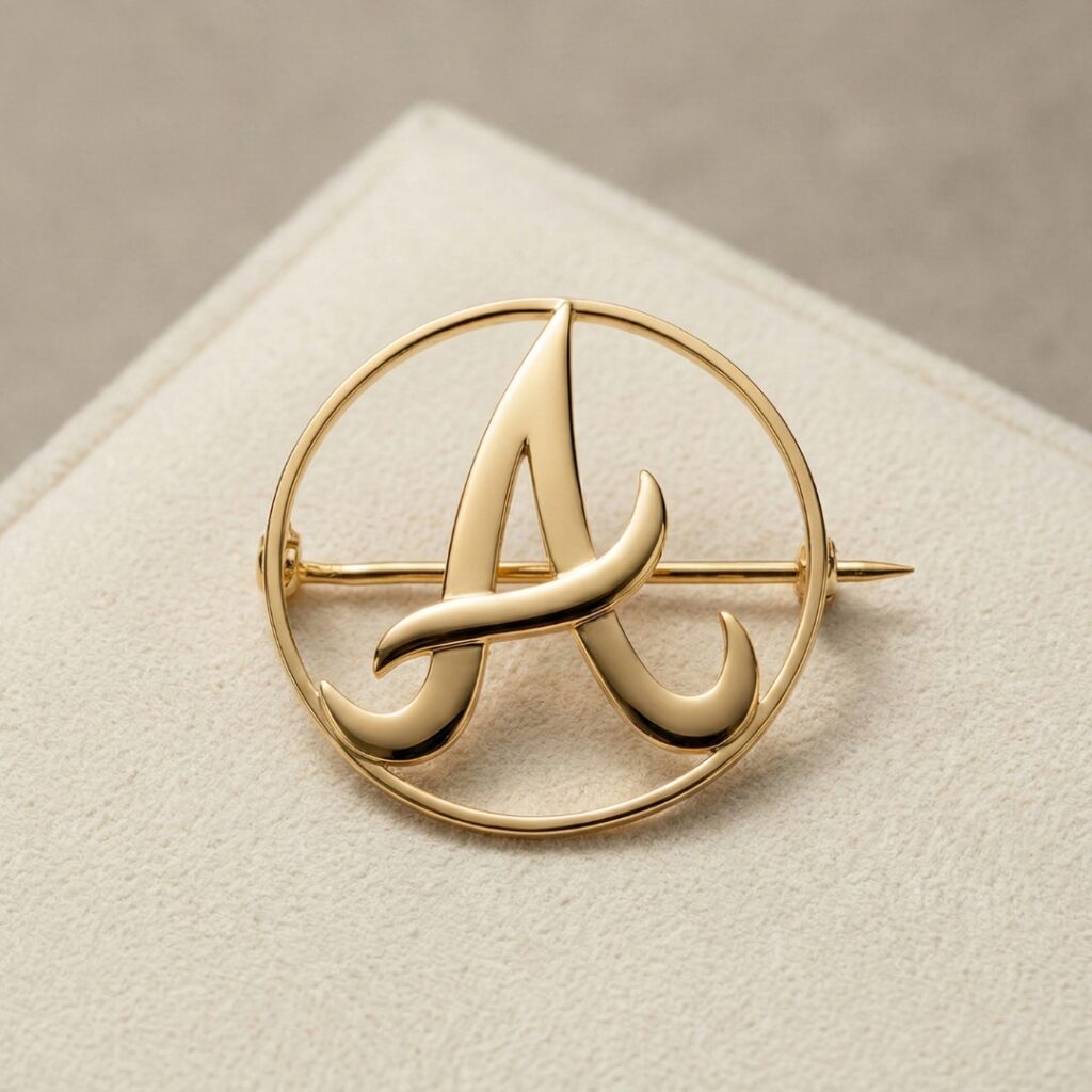a letter gold brooch