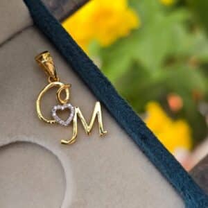C&M Heart Diamond Initial Pendant