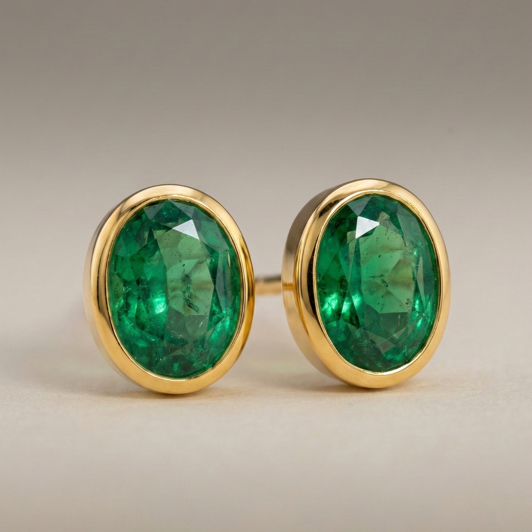 Emerald Oval Earrings
