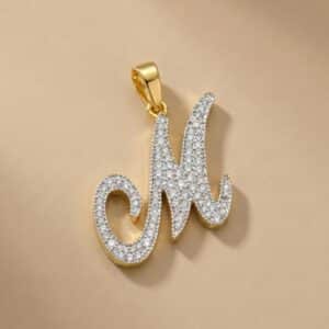 m letter diamond pendant