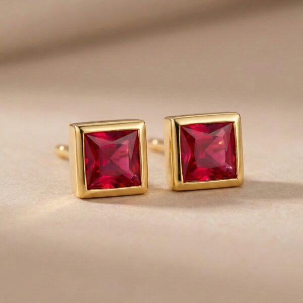 Ruby Princess Cut Earrings