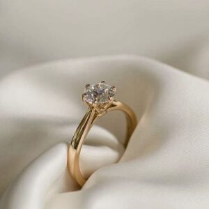 silver solitaire moissanite engagement ring