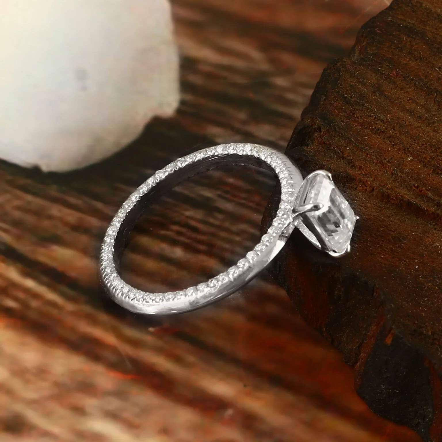 Home 925 silver octagon engagement ring