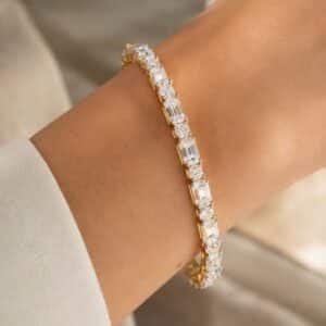 925 silver octagon & round diamond bangle