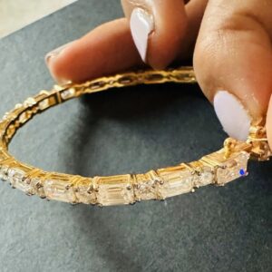 925 Silver Octagon & Round Diamond Bangle