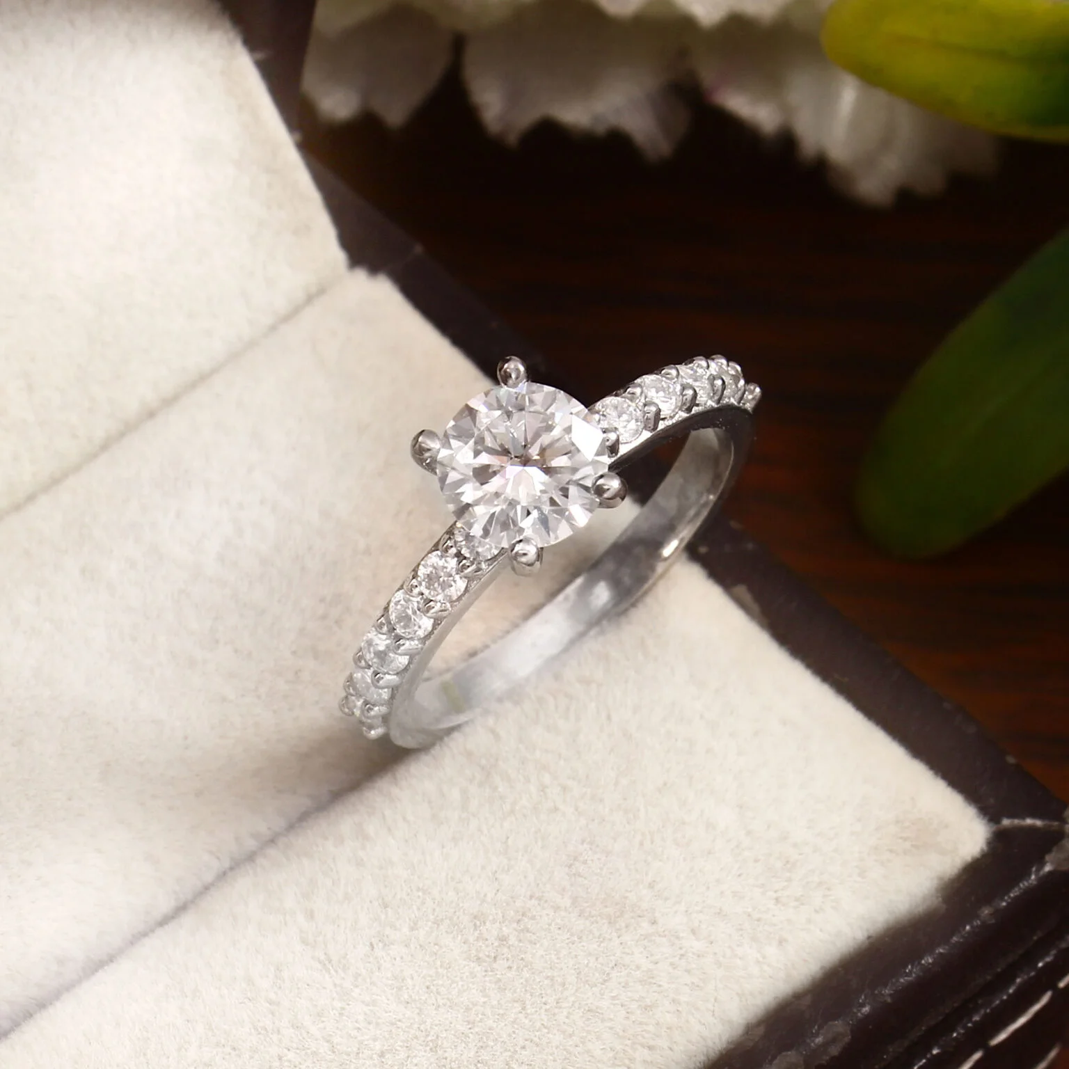 925 Silver Round Solitaire Diamond Ring - Image 2