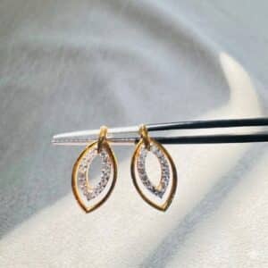 diamond leaf earrings