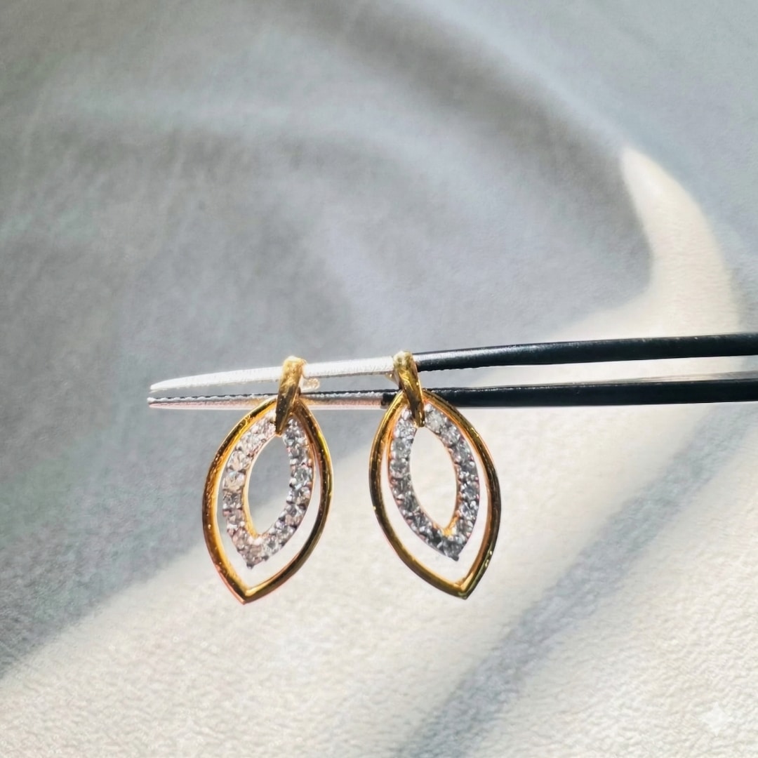 Home diamond leaf earrings