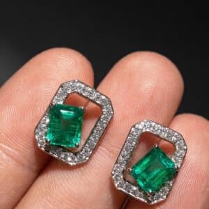 emerald ocatagon earrings