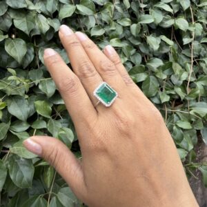 emerald octagon diamond ring