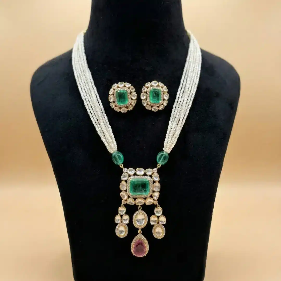 Home emerald octagon necklace set