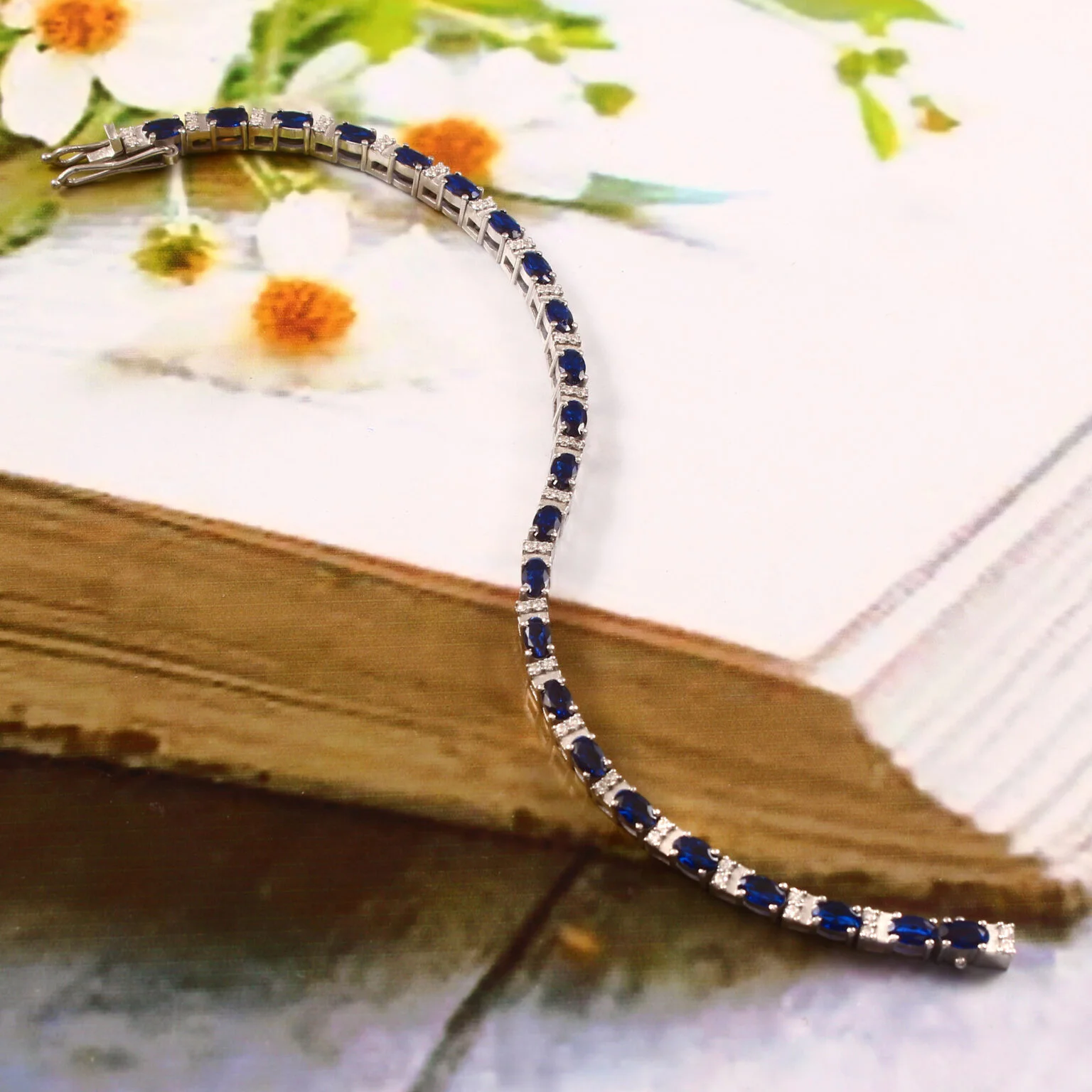 blue sapphire & diamond garland eternity bracelet blue sapphire & diamond garland eternity bracelet