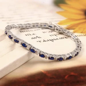 blue sapphire & diamond garland eternity bracelet