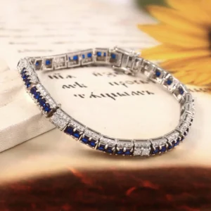 925 silver blue sapphire eternity bracelet