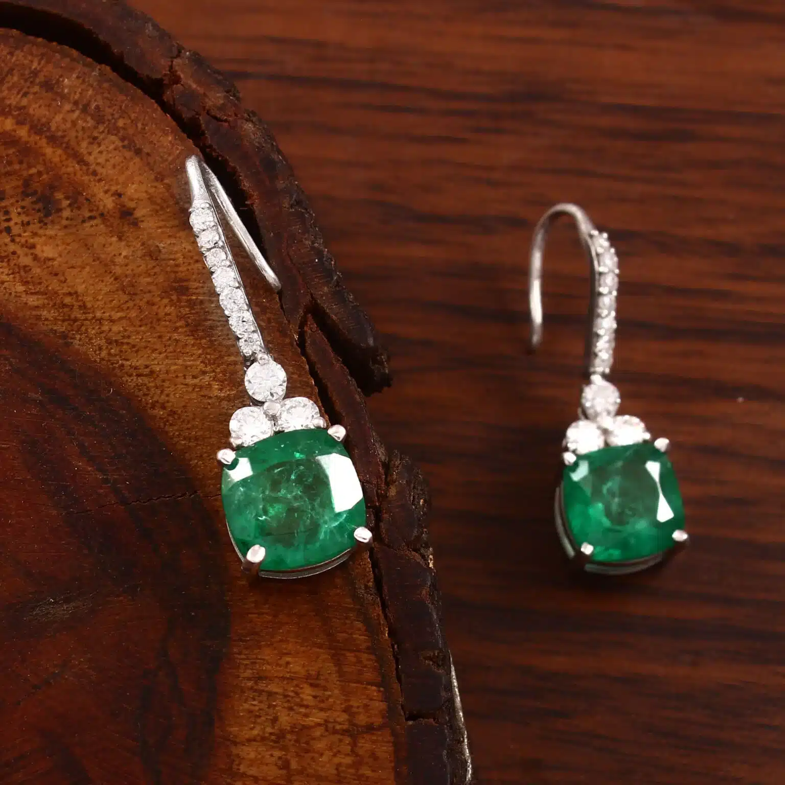 Home emerald hoop earrings