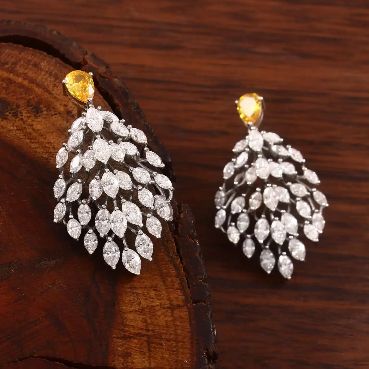Home pear marquise cocktail earrings