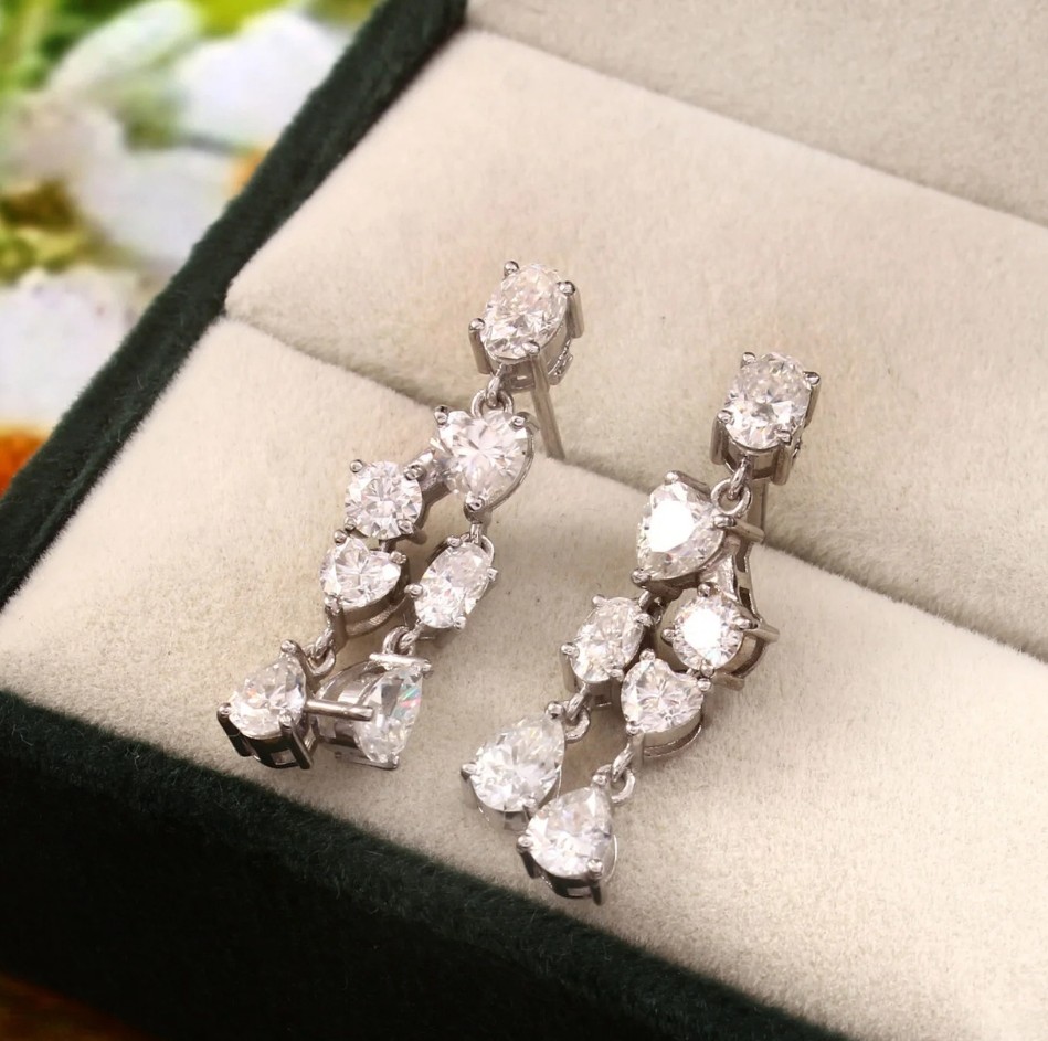 multi shapediamond drop earrings