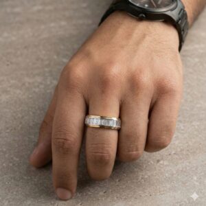 parallel baguette diamond gents ring