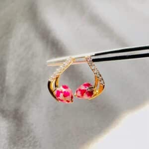 pink enamel earrings