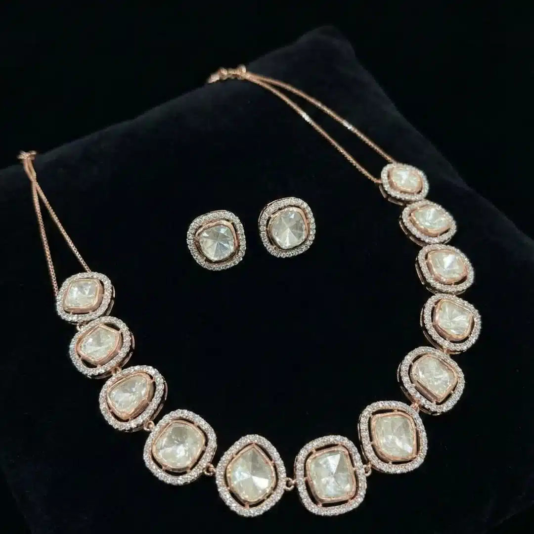 Home solitaire polki necklace