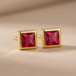 ruby princess cut earrings