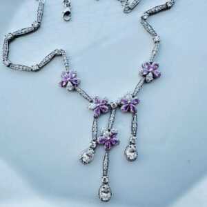 sapphire and moissanite diamond necklace