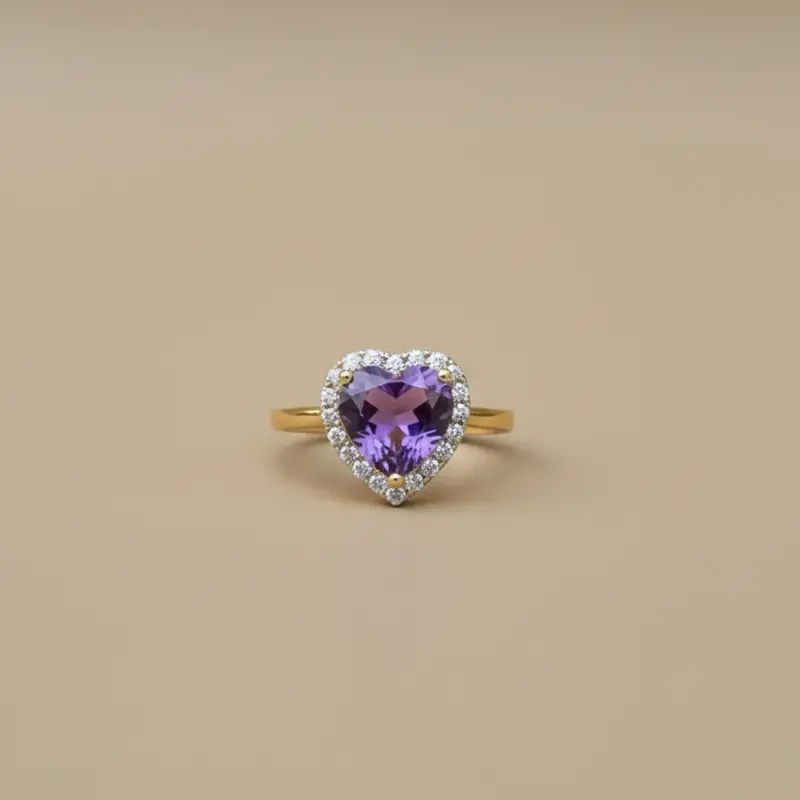 amethyst heart ring