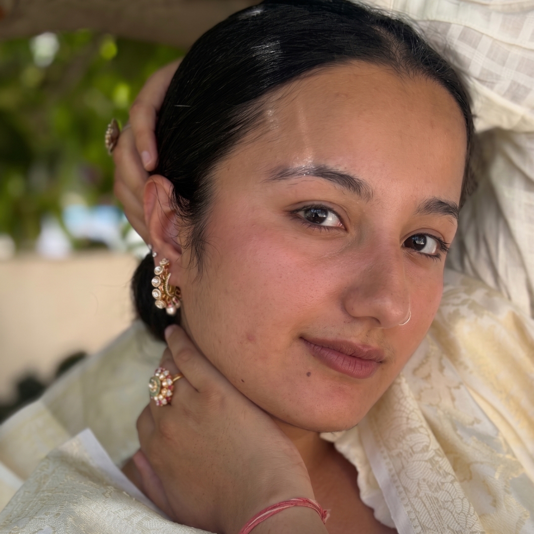 Home pearl and polki hoop earrings