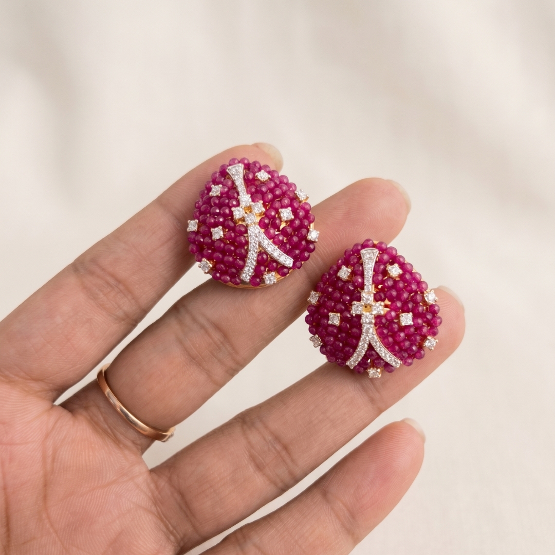 polka pink ruby earrings polka pink ruby earrings