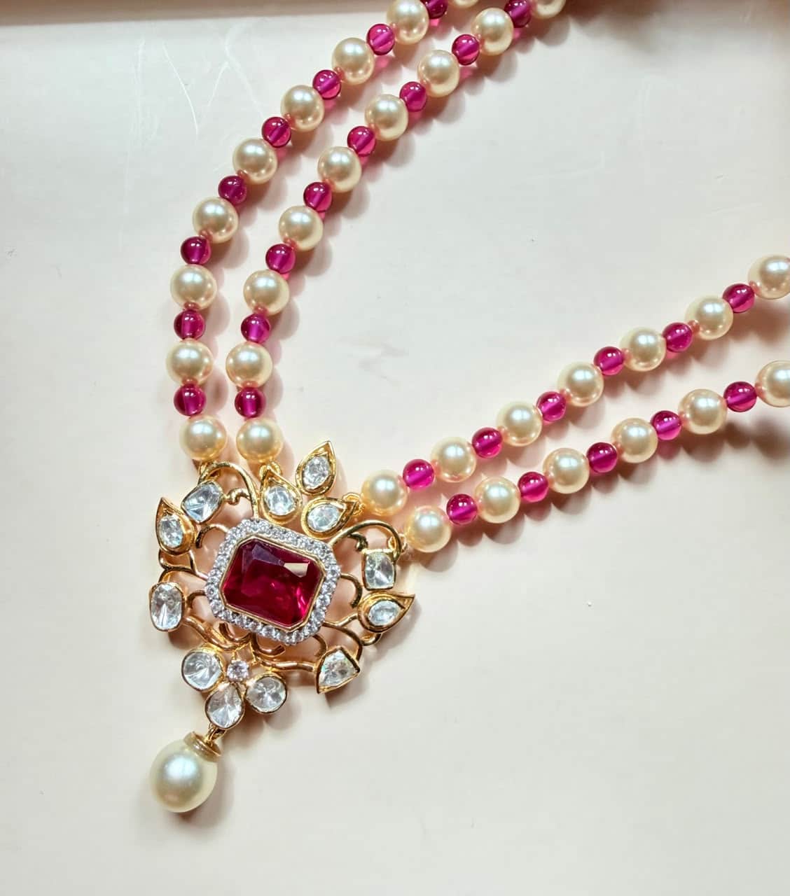 ruby polki necklace