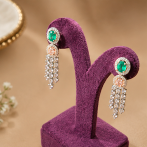 emerald oval diamond earrings